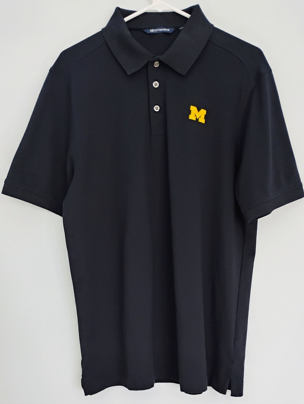 Michigan Wolverines Polo Cutter & Buck Navy With Gold "M" Embroidery - L